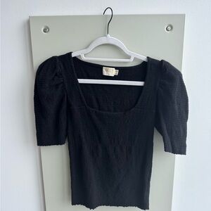 Nation LTD Black Textured Blouse